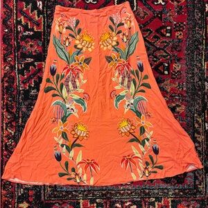 Farm Rio Floral Flowy Orange Skirt